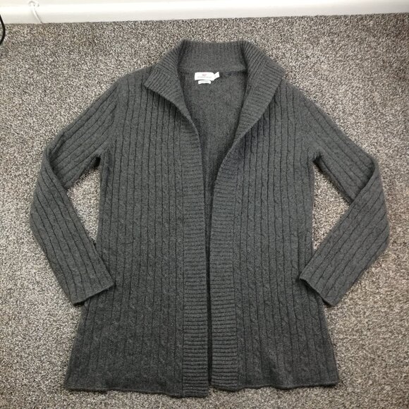 Vineyard Vines Sweaters - Vineyard Vines Sweater Womens Large Cashmere Cable Knit Open Front Cardigan Gray